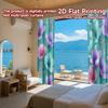 2D FLAT PRINTING 2pcs Curtains (Without Rod) Floral Pattern On Teal Background Holiday April Fools Is Day Printed Curtains