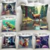 Office Living Room Sofa Cushion Cover Luxury Home Decoration Pillow Cover Cartoon Forest Animal Sika Deer Pattern