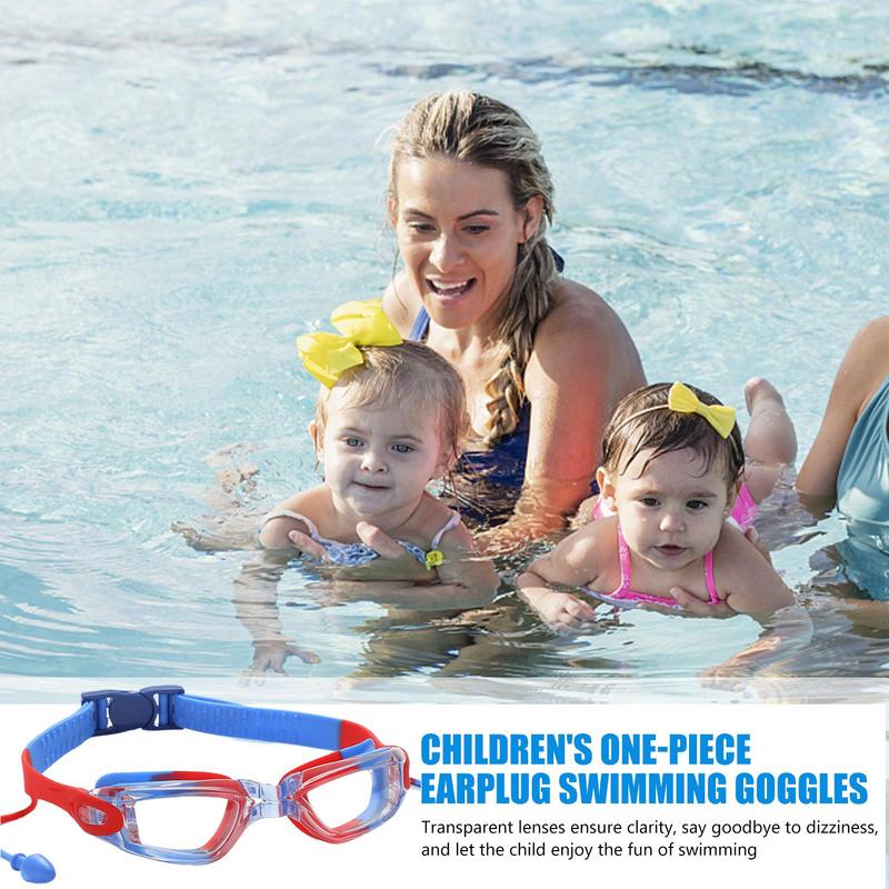Swimming Goggles for Kids Waterproof Anti-Fog Pool Goggles with Ear Plugs Non Leak Water High Definition Elastic Strap Swimming