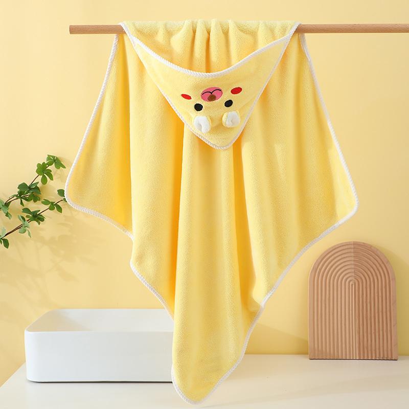 

1-Pack Baby Bathrobe, 3D Animal Shaped, Polyester Fiber Material Soft And Absorbent, Hooded Cape Bath Towel
