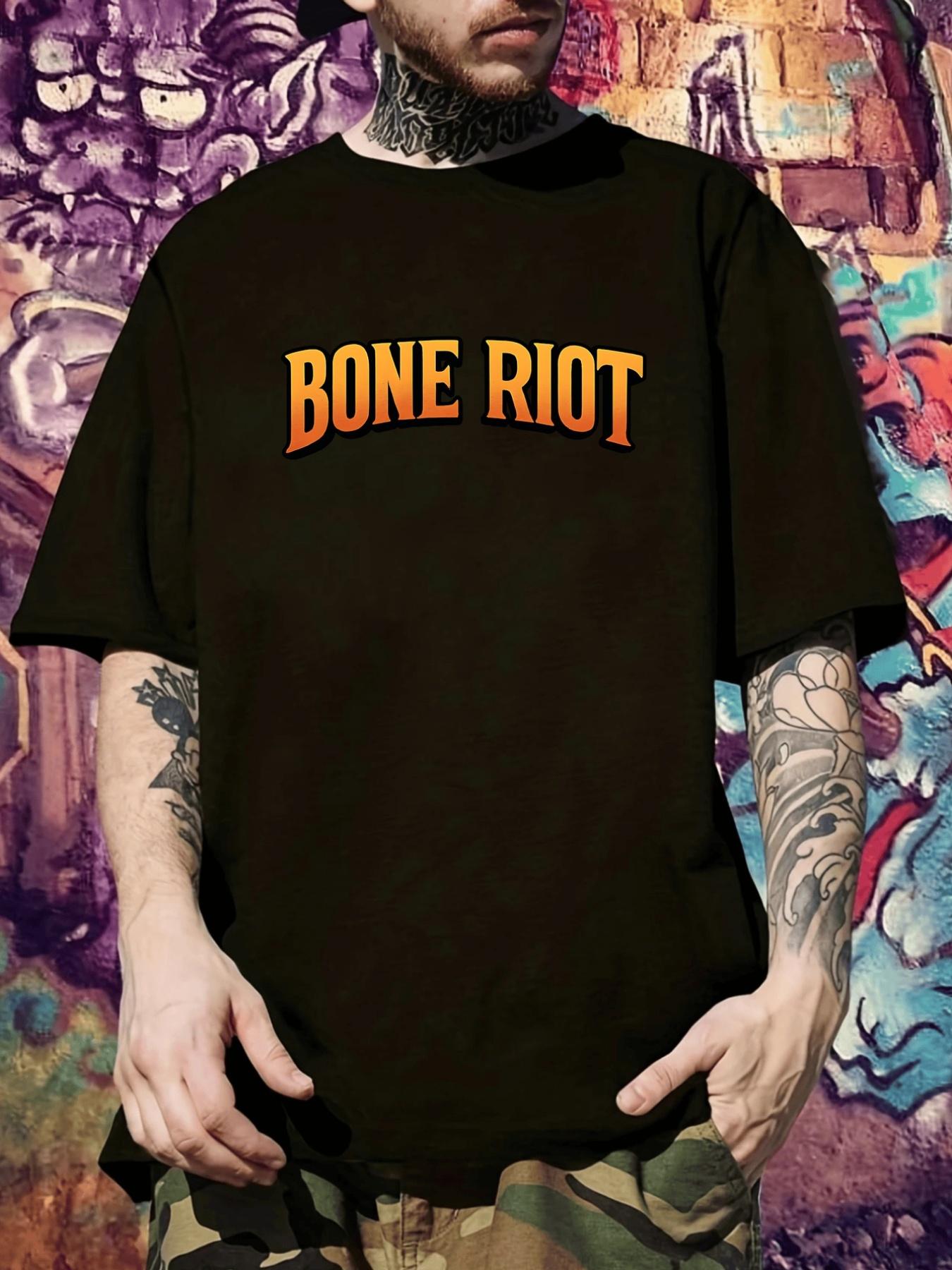 BONE RIOT  Graphic T-shirt - Bold Orange Lettering XXXL