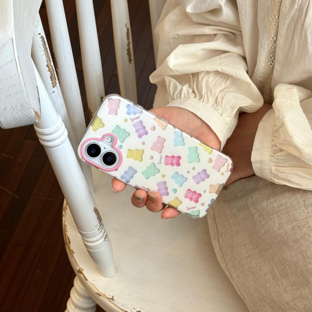 

Colorful Gummy Bear Soft Candy Phone Case for iPhone 14P/15/16/17 Pro Max with Stand Apple 15
