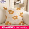 Fresh Flower Pattern Pillow Cover Sofa Living Room Cushion Cover Bedside Waist Pillow Backrest Removable Square Pillowcase