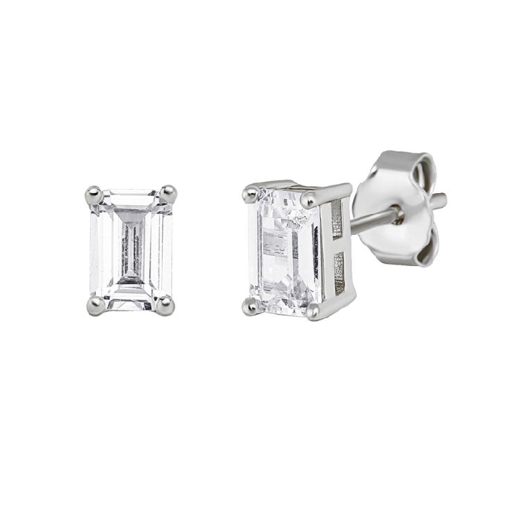 

High Shine Cubic Zirconia Crystals Earrings Geometric Square Designs Sturdy Metal Post for Sensitive Skin 2mm