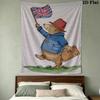 Paddington Bear Pattern Wall Tapestry Aesthetic Wall Hanging Printed Fabric Blanket Decorative Tapestries for Bedroom Living Room Home Decor