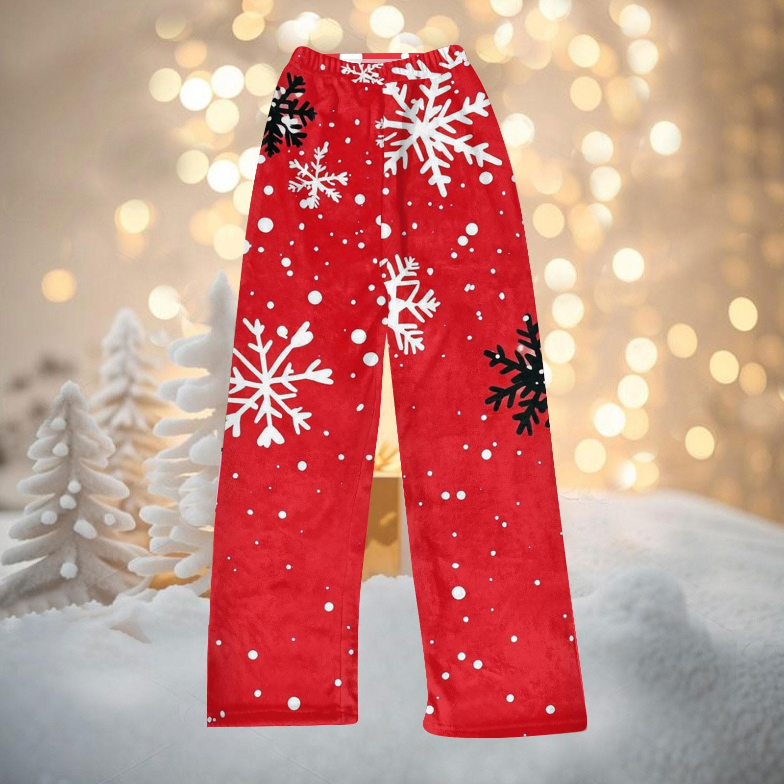 

Женские зимние брюки, длинные брюки, рождественские принтованные брюки XS арбуз красный