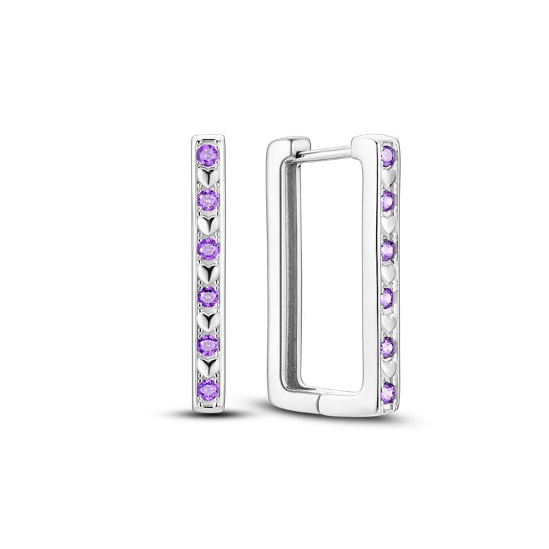 925 Sterling Silver Purple Series Feather Butterfly Dream Catcher Firefly Zircon Earrings for Women Luxury Jewelry Wedding Gift