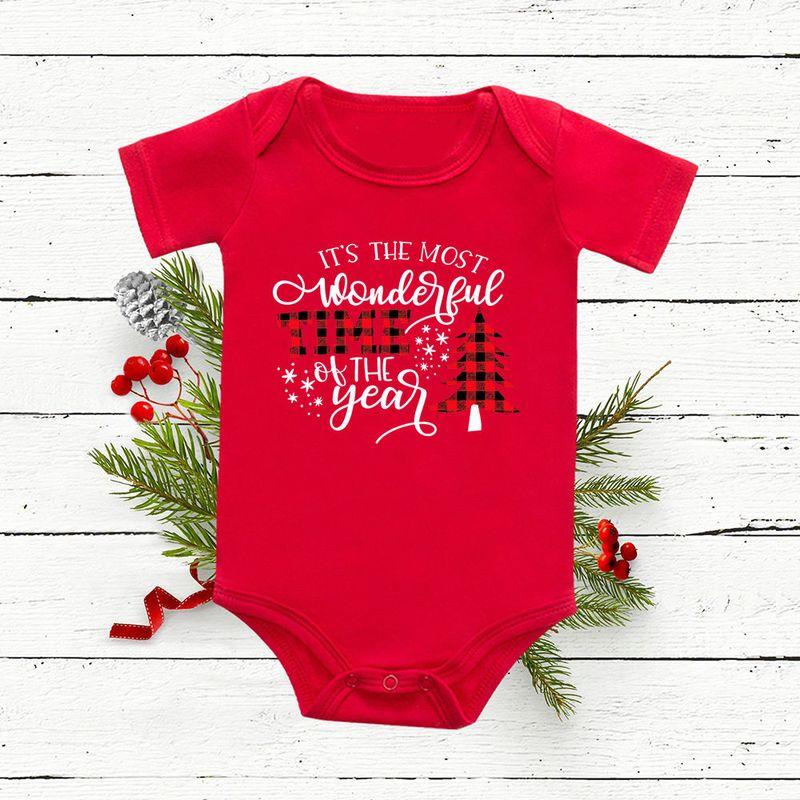 Red Deer Baby One-Piece Romper Baby Bodysuit Short Sleeve Christmas Festival Holiday Children Red One-Piece Romper Tops