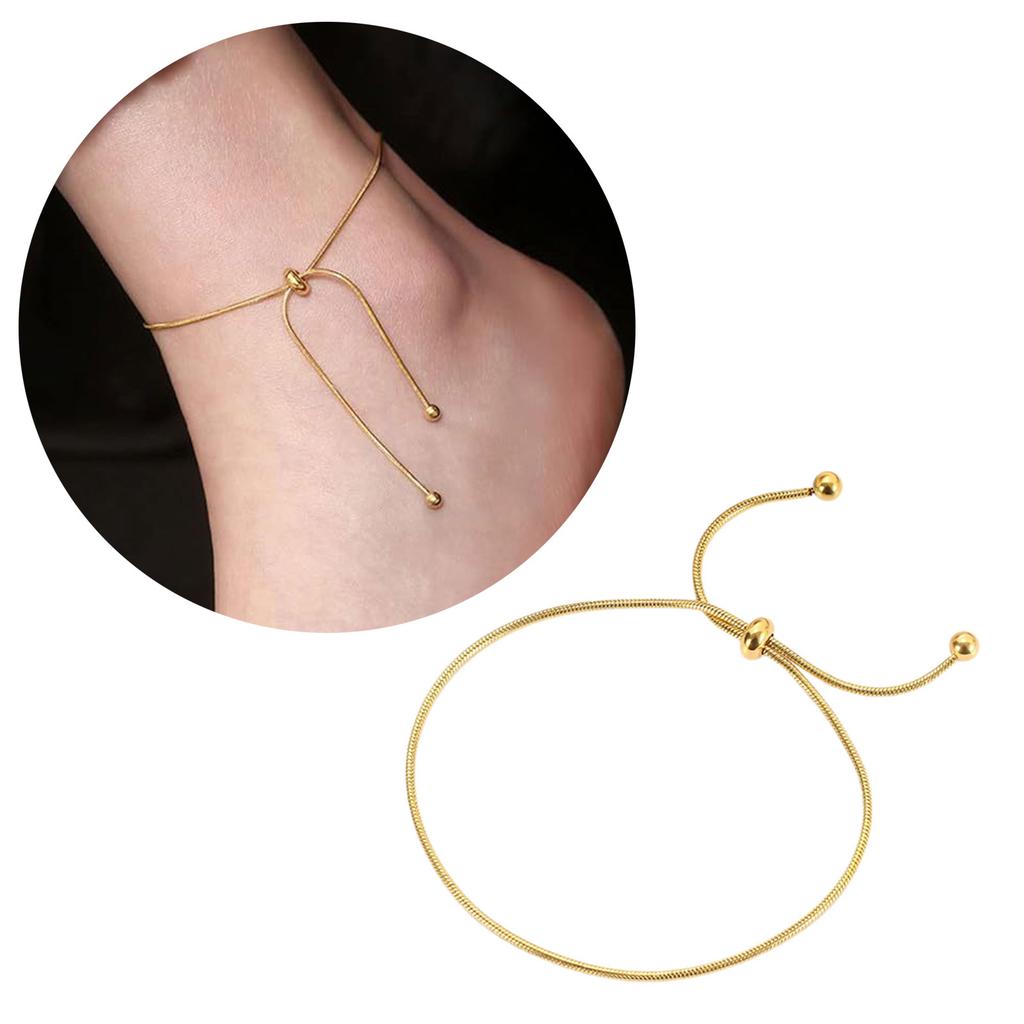 Adjustable Gold/Silver Tone Anklet Bracelet Elegant Ankle Thin Chain Jewelry for Women Fashionable Foot Accessories