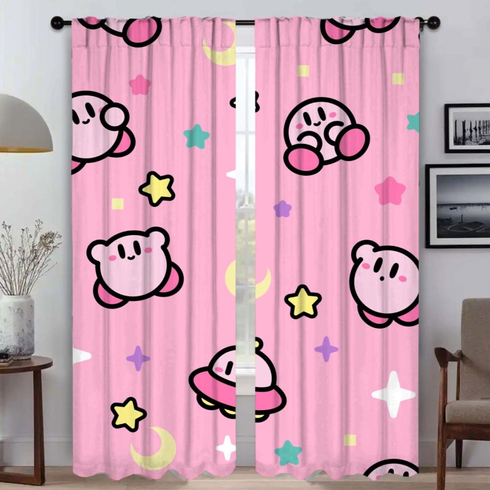 Kawaii Cartoon K-KirbyS Window Curtain for Room 2 Panel Partition Curtains for Bedroom Halloween Decoration Living Kitchen Child