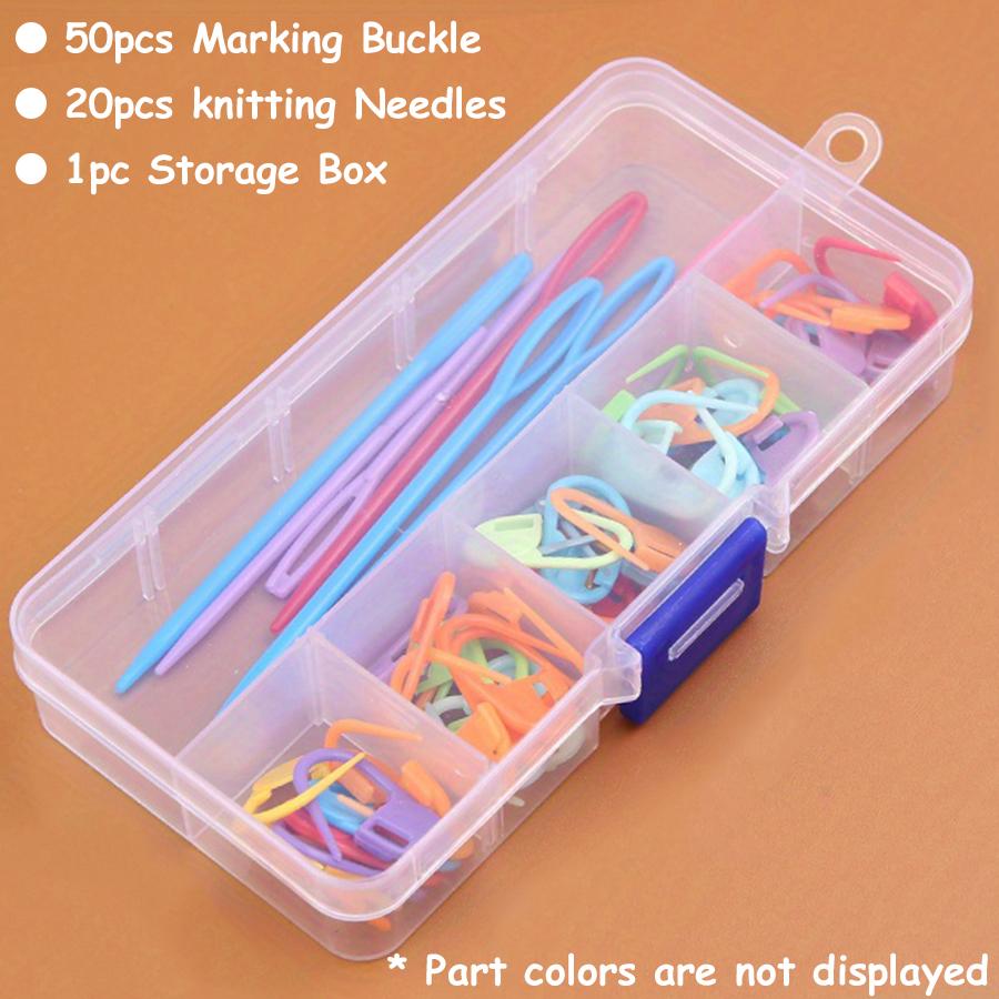 

70pcs Crochet Knitting Accessory Kit with Storage Box Color Marking Buckle Plastic Knitting Needles Household Sewing Accessories