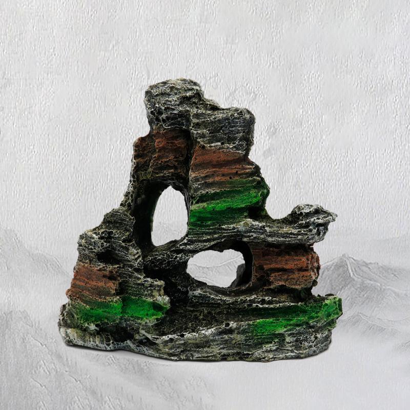 Rockery Sculpture Green Grass Fish Aquarium Decor Aquarium Accessories, Aquarium Resin Cave Mountain View Home Decor