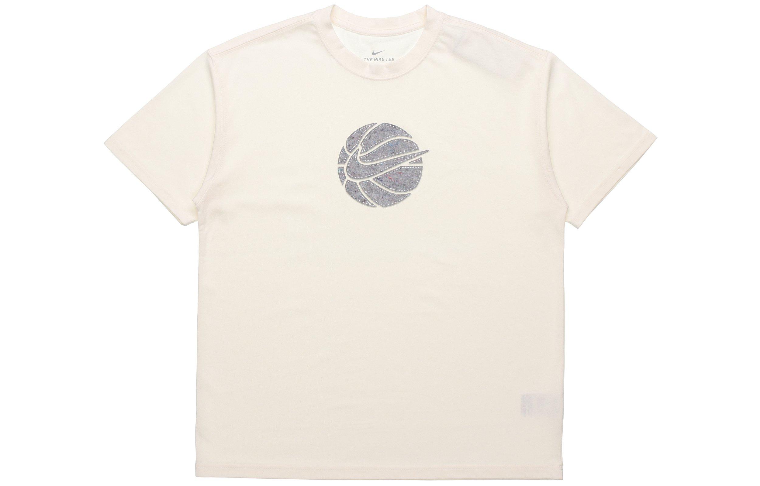 Nike T Shirts Men s Ecru Crew Neck Moderate Straight Fit DD0829-901 L