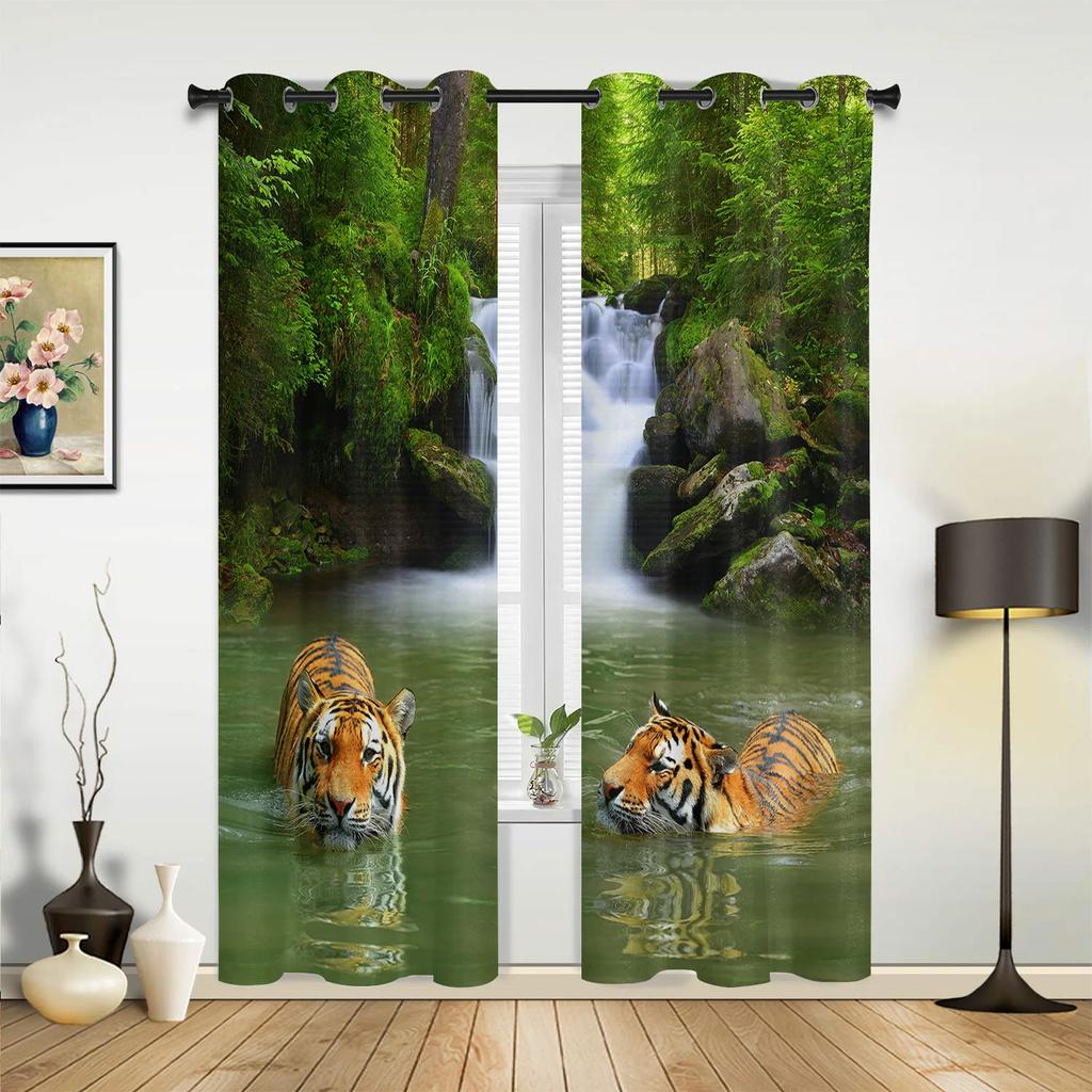 Grüne Blätter Dschungelpflanze Natur Hall Vorhänge für Wohnzimmer Küche Jungen Mädchen Schlafzimmer Langer Fenstervorhang Cortinas Heimdeko