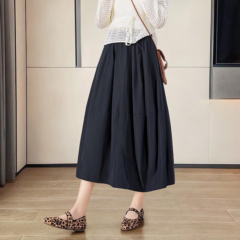 Women s High-Waist A-Line Tulip Midi Skirt L