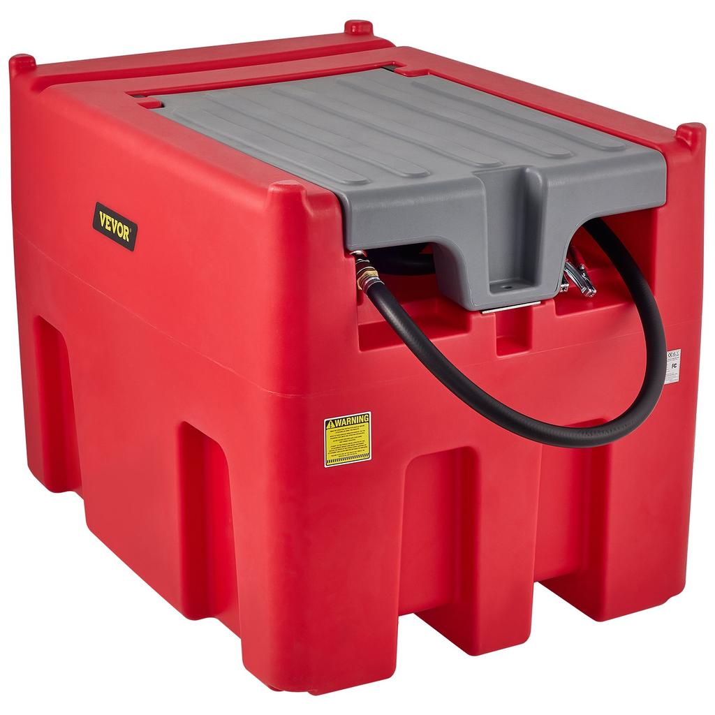 VEVOR Portable Diesel Tank, 439.1 L Capacity & 10 GPM Flow Rate, Diesel Fuel Tank with 12V Electric Transfer Pump and 399.3 Cm Rubber Hose
