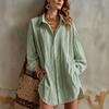 Women's Pleated Lapel Blouse Loose Fit Versatile Top for Work Commute and Daily Wear