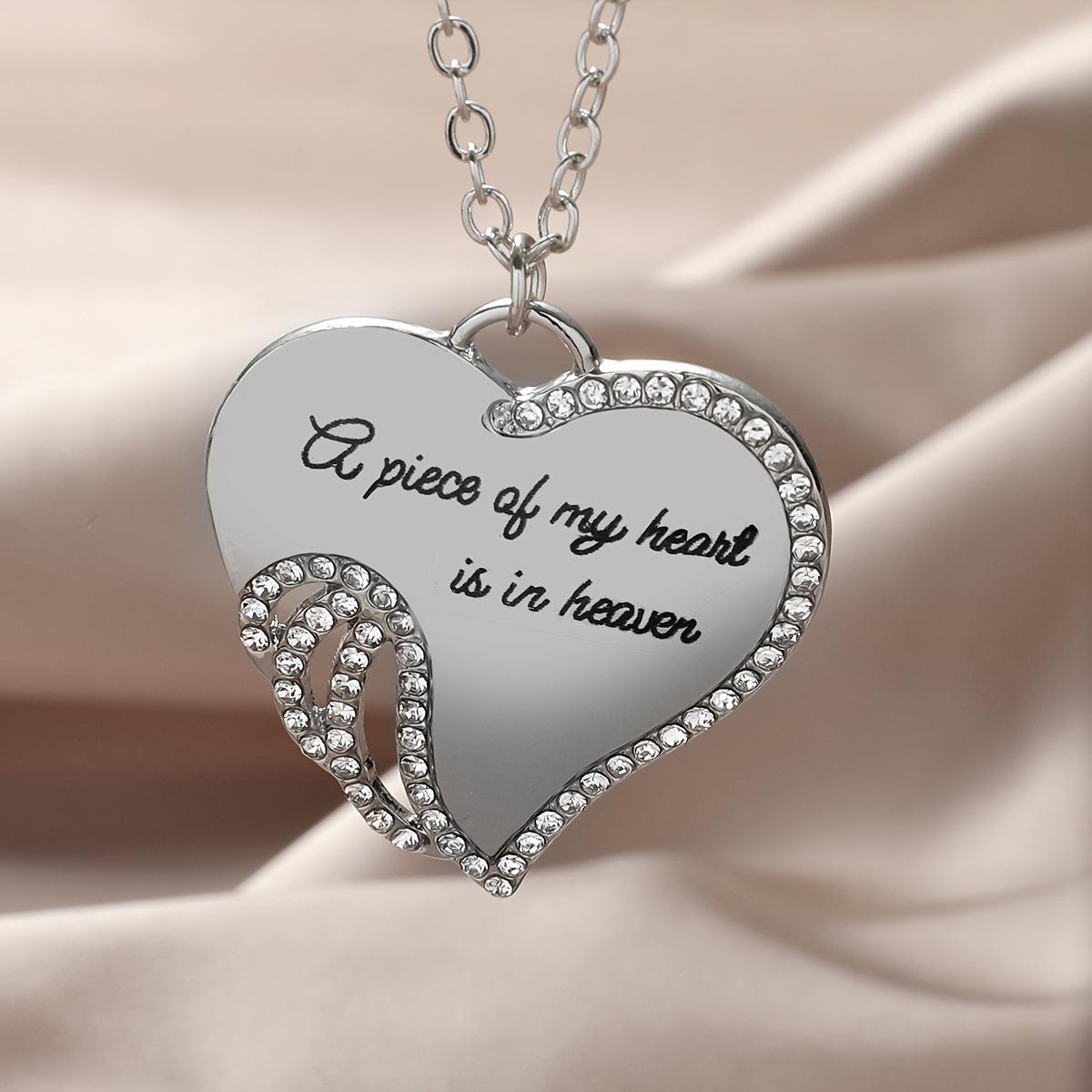 Chic Rhinestone Heart Slogan Necklace серебряный