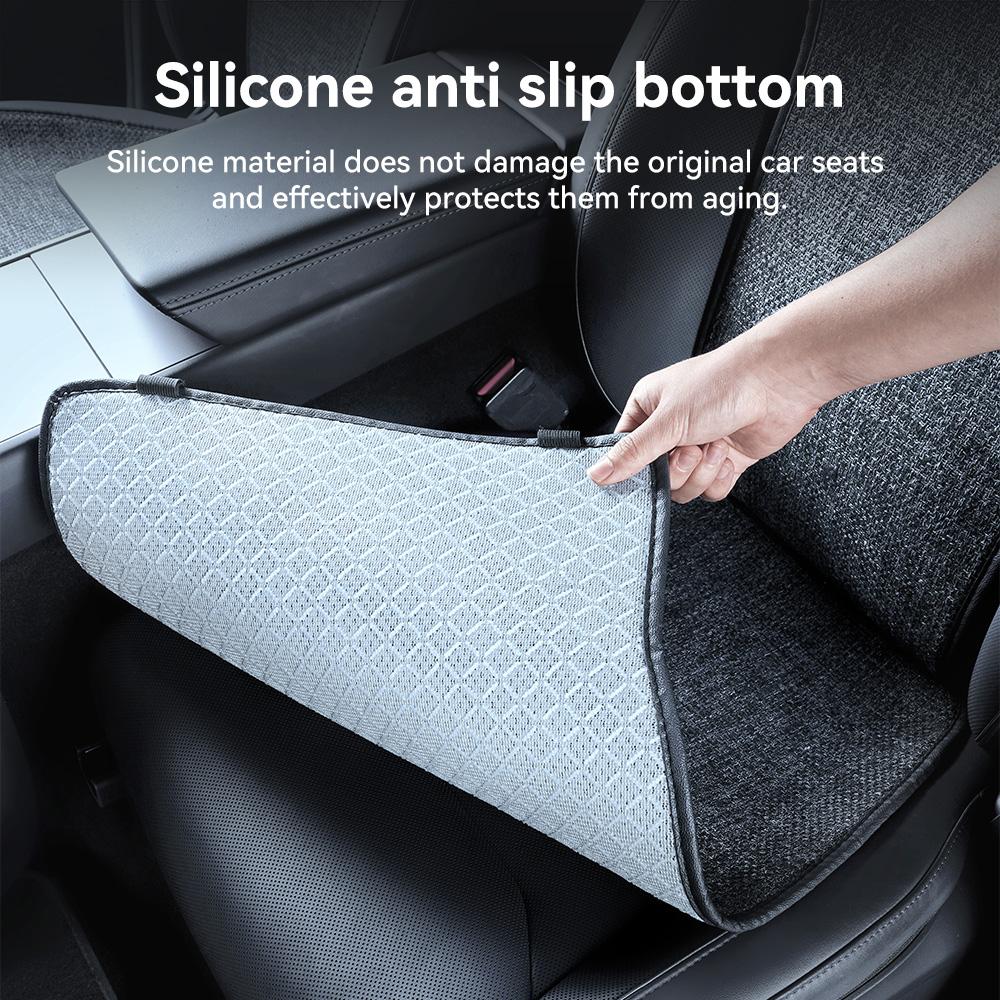 YZ For Tesla Model YL Linen Ice Silk Seat Cushion Backrest Pad Summer Cool Breathable Car Seat Protector Cover 2026 Accessories