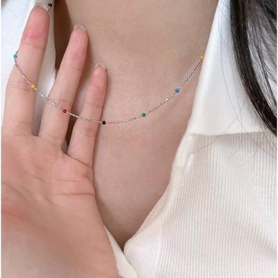 Naszyjnik Doudou S925 ze srebra próby 925, koreański design, letni, wykwintny łańcuszek na obojczyk