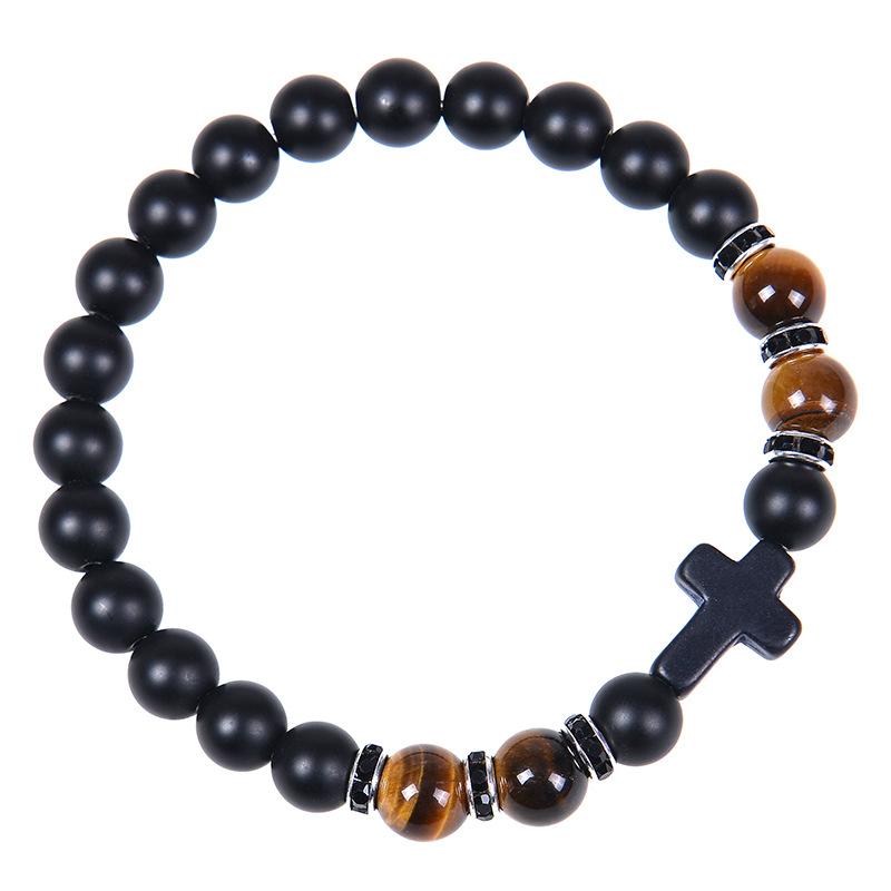 JYL TS Bracelet Men s Wolf Head Beaded Exudes Courage & Loyalty Energy tiger eye