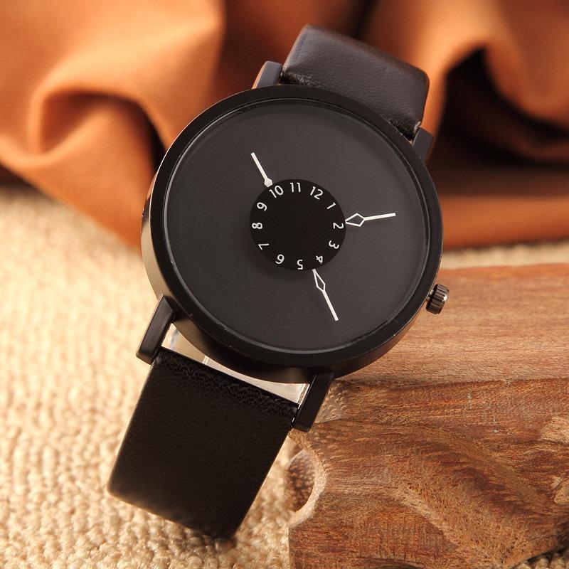 New concept personalized inverted hand watch women's Korean version simple black and white couple men's watch quartz
