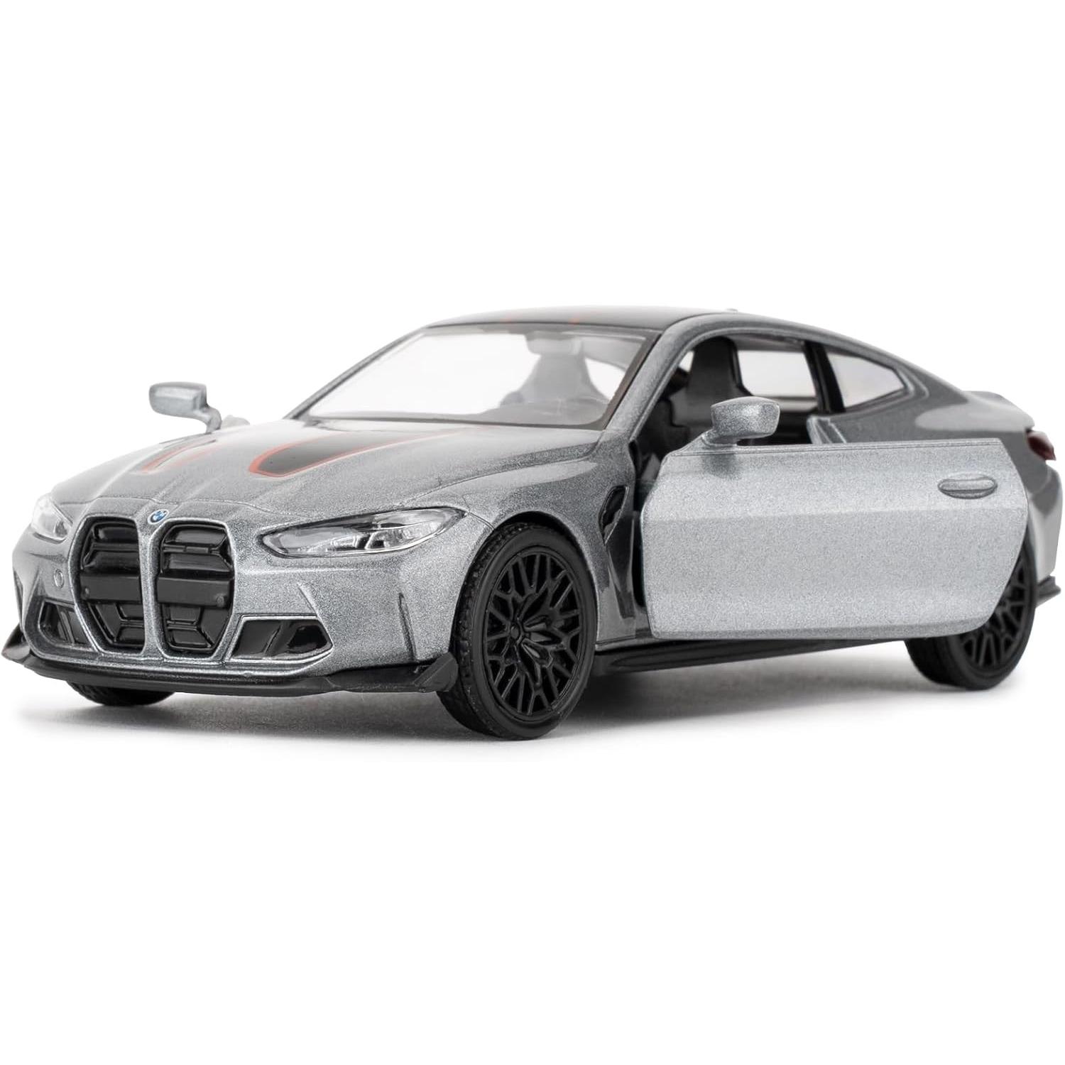 

1/36 BMW M4 CSL Модель игрушечной машины из сплава с функцией инерционного движения, подходит для коллекционирования и украшения игрушечных моделей, подарки для мальчиков и девочек (серый) серый