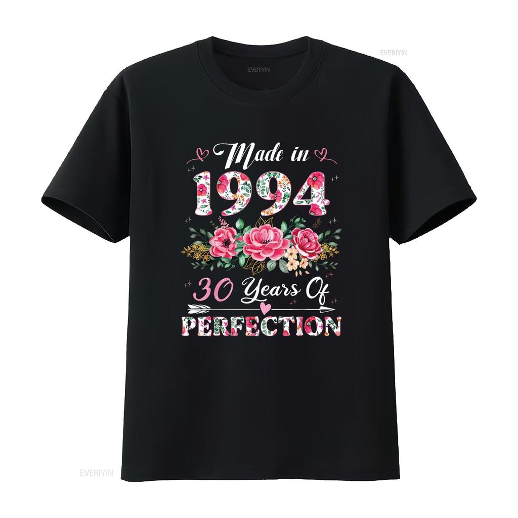 30 Year Old Made In 1994 Floral 30th Birthday S Women T Shirt Vintage Washed Breathable Unisex Slightly Casual Soft Stylish