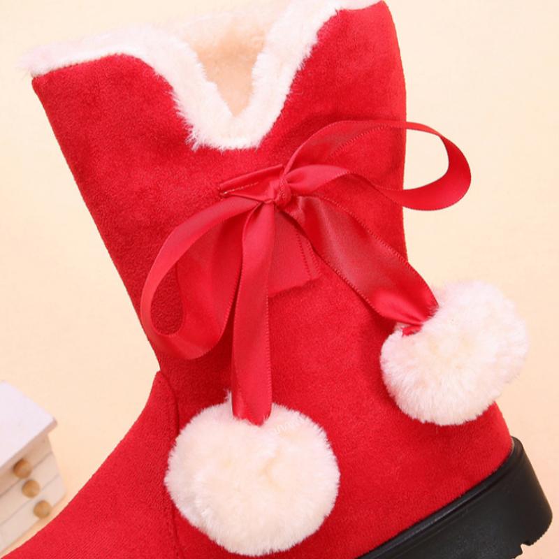 Children's Snow Boots, Girls' Boots, Winter Boots, Middle-aged Children with Plush Baby Princess Short Boots, Girls' Cotton Shoes