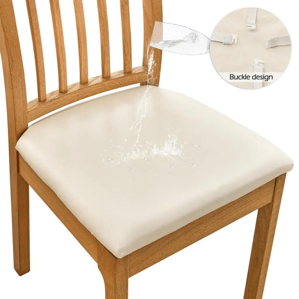 PU Waterproof Chair Cushion Cover For Kitchen Dining Room Leather Seat Cover Dining Room Chair Seat Cushion Cover