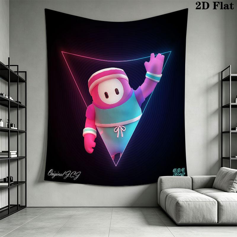 Fall Guys Wall Tapestry Aesthetic Wall Hanging Printed Fabric Blanket Decorative Tapestries for Bedroom Living Room Home Decor