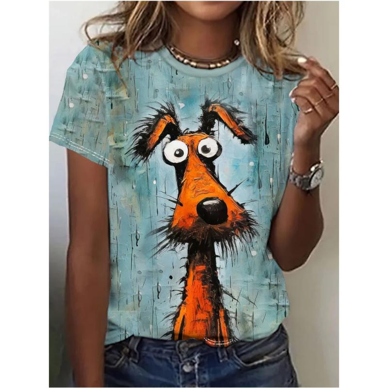 Funny Women's T-Shirts 3d Cute Animal Printed Tee Shirts Harajuku Casual Short Sleeve Tops Oversized Female Clothing Summer New