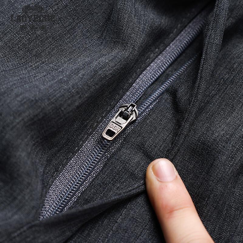 Laoyeche Pánské elastické ležérní kalhoty z ledového hedvábí s rovnými nohavicemi