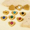 Never Fade Heart Charm Water Drop Rhinestone 6pcs Stainless Steel Charms For Jewelry Making Supplies Metal Pendant DIY Materials