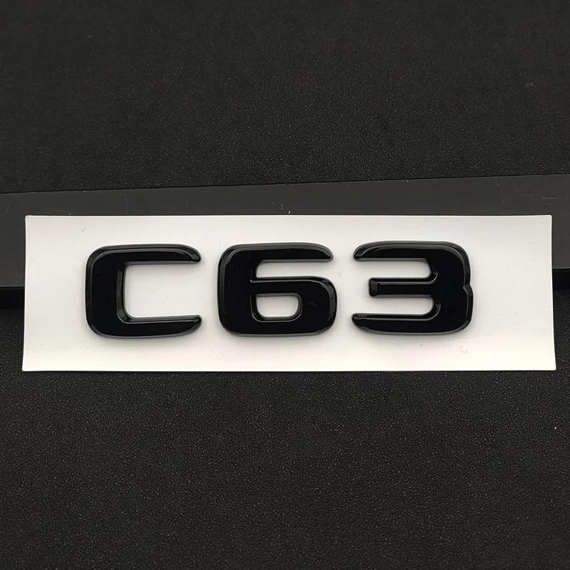 3d ABS Chrome Black Logo C63 Emblem Letters Sticker Nameplate Car Trunk Badge Decal For Mercedes Benz C63 AMG W205 Accessories