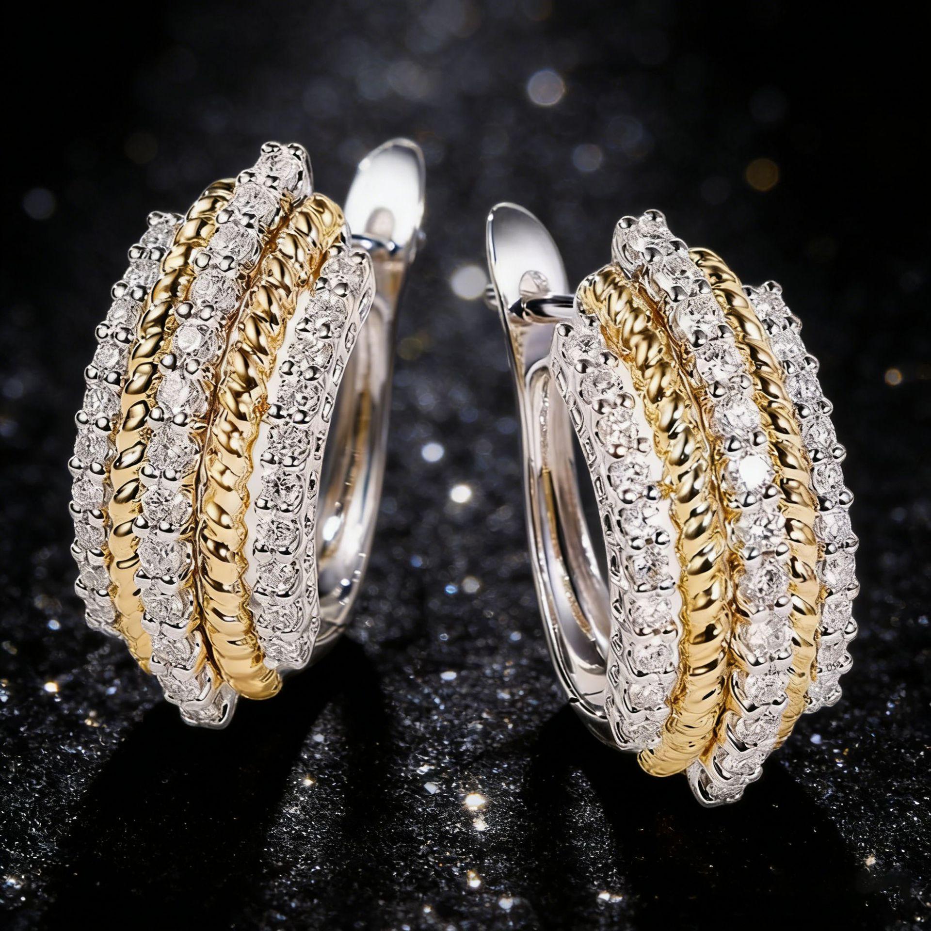 Yanbai Elegant Two-Tone Luxury Full Diamond Earrings – Exquisite and Versatile Fashion Ear Ornaments.