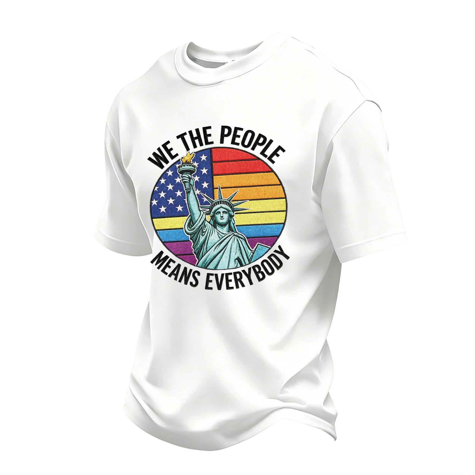 

Men Casual Crew Neck Short Sleeve T Shirt with Independence Day Inspired Lettering Graphic Print Soft Fabric Comfortable Fit S білий