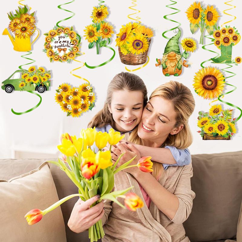 Themed Sunflower Creative Paper Flower Spiral Pendant Party Decoration Props