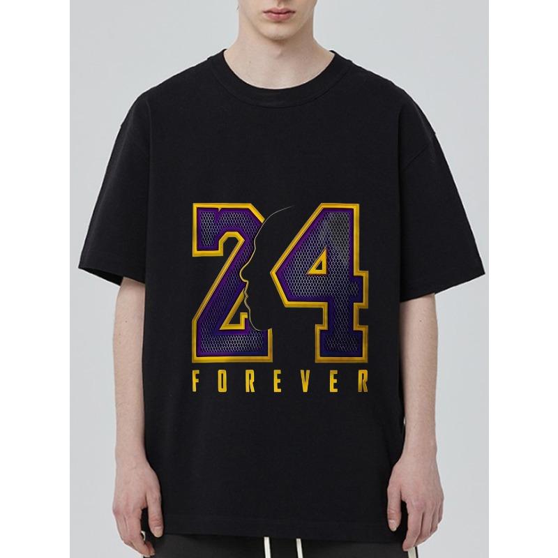 Black T Shirt with 24 Forever Graphic and Silhouette Design for Casual Wear
