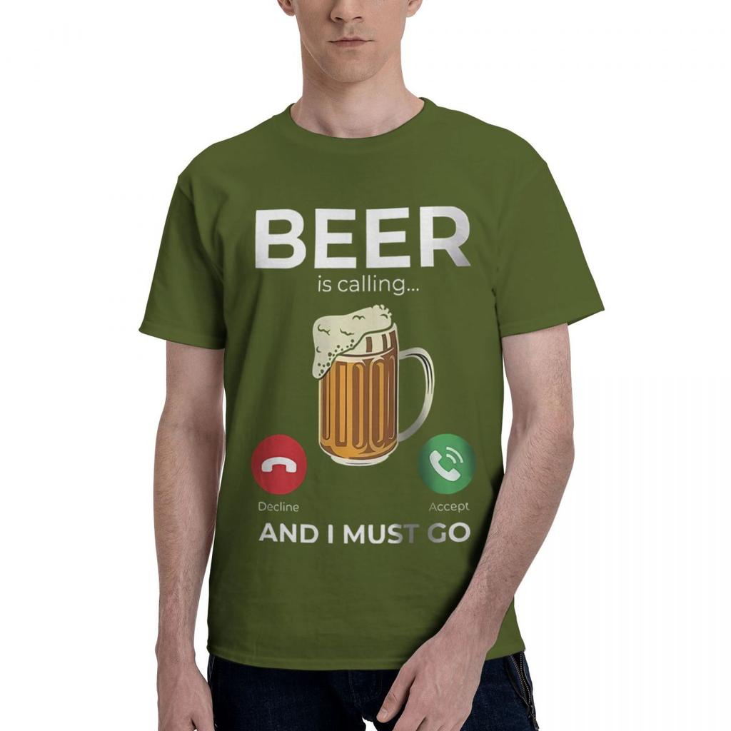 Beer Is Calling I Must Go Printed 100 Cotton Casual Breathable Confortable Top Designer Clothes Men Funny Gifts