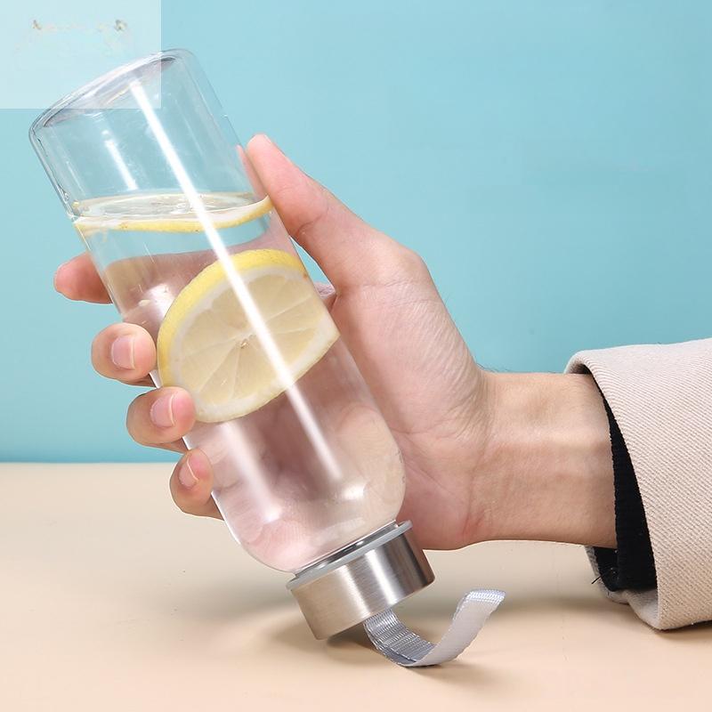 Creative Water Bottle Stainless Steel Lid Plastic Water Cup Outdoor Sports Kettle Travel Cup Student Portable Space Cup