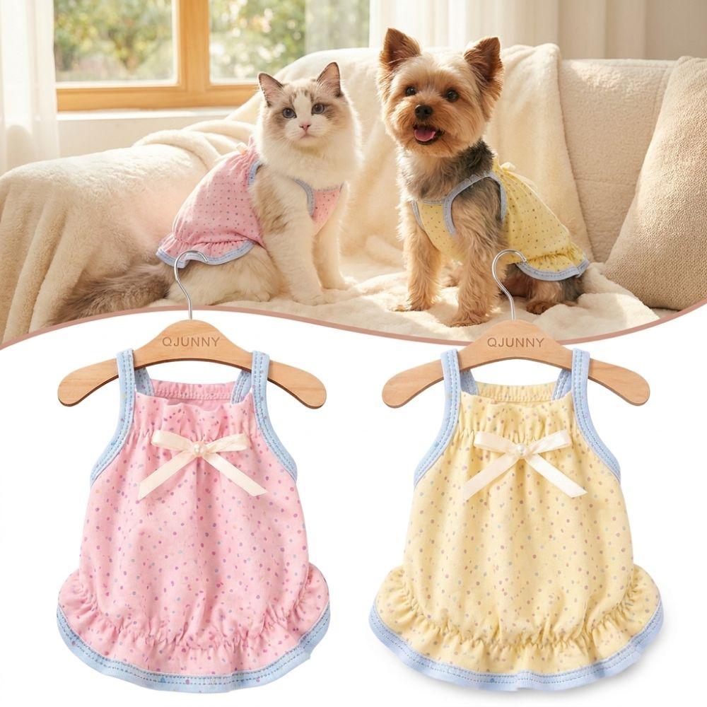 Polka Dot Puppy Cat Slip Dress Breathable Cat Sleeveless Dress Corgi Teddy Clothes  Pet Supplies