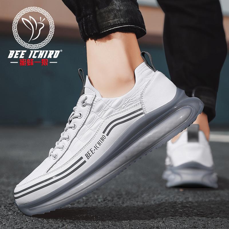 Leather Cotton Shoes Trendy Men's Shoes Spring and Autumn Crocodile Pattern Popcorn Dad Sneakers Black Shoes