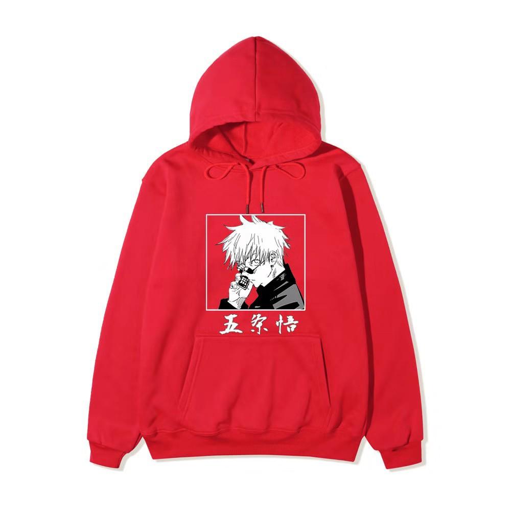 Jujutsu Kaisen Satoru Gojo Hoodie Unisex Fleece Sweatshirt Square Black White Manga Print Chinese Name Autumn Winter Pullover