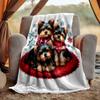 Chrismas Dog Flannel Blanket Soft Warm All-Season Throw, Design for Camping, Car Travel, Hiking Sofa, Bed, Office Perfect Gift for Parties