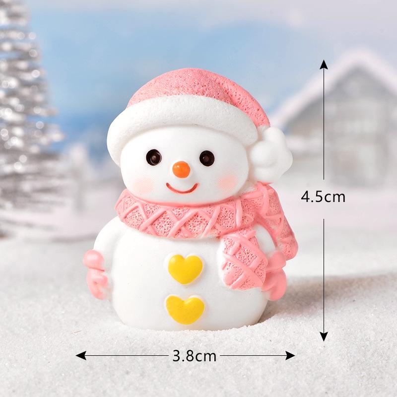 Christmas Cartoon Resin Santa & Snowman Couple Micro Landscape Ornaments