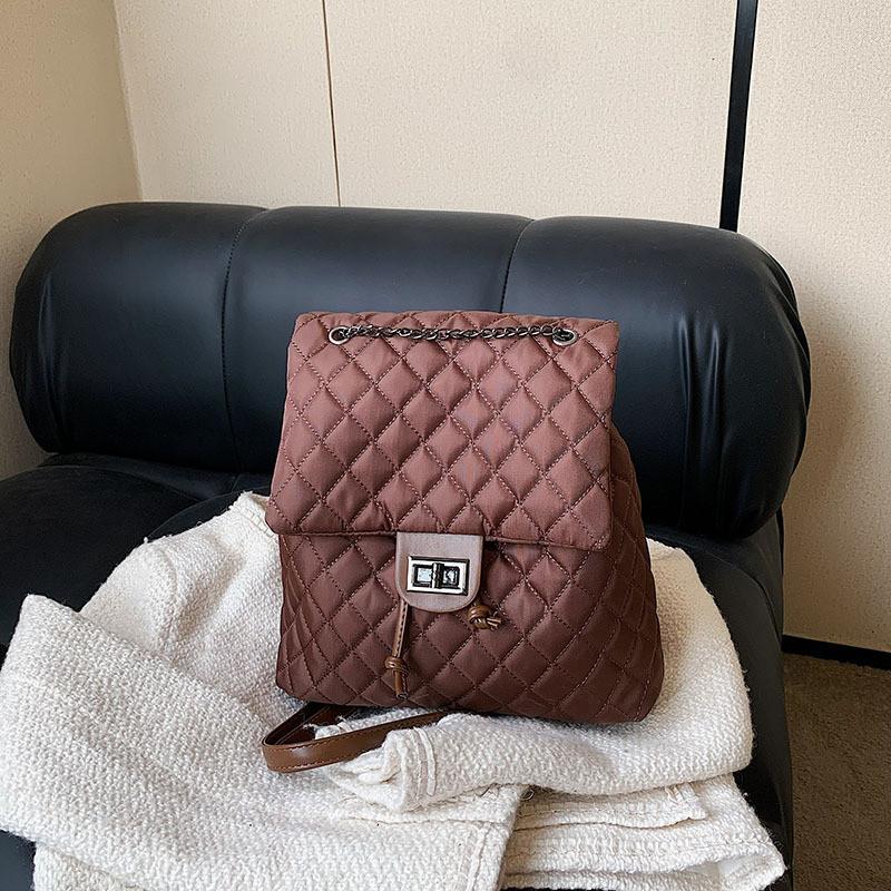 Vintage Chic Cross-border Trend Oxford Cloth Shoulder Bag Women s 2023 New Cowhide Double Shoulder Bag кофейный