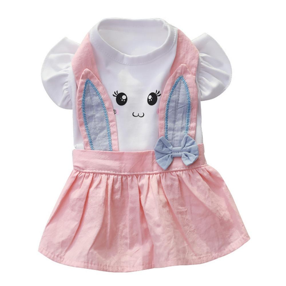 

Платье для собаки с бантом, с круглым вырезом, пуловер, плиссированная юбка, летнее платье для собаки, на каждый день L розовый