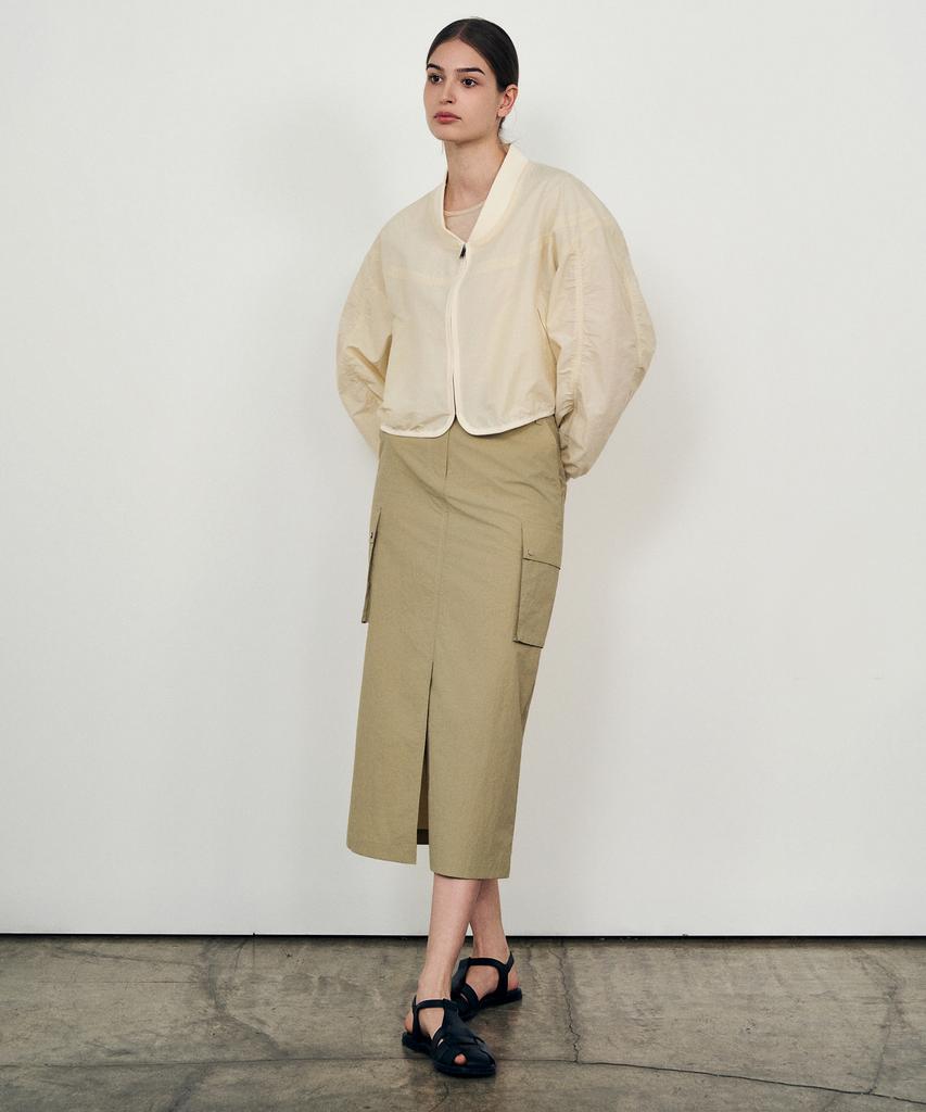 Laneonkyulleoseu Utility Cargo Midi Skirt_Light Khaki
