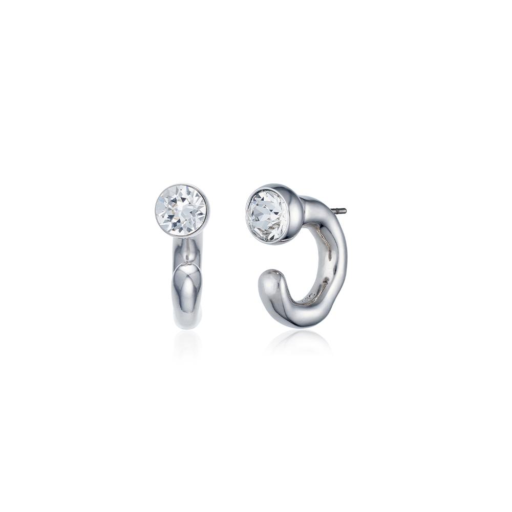 Ostkaka Brill Melting Ring Earrings Silver Crystal